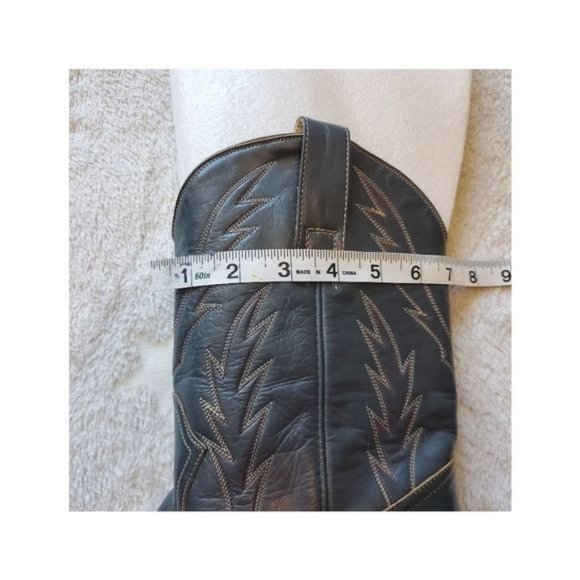 Vintage Chris Romero Men's handcrafted leather western boots size 9.5 color gray - Picture 4 of 11